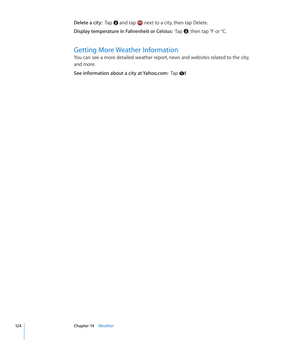 Getting more weather information, 124 getting more weather information | Apple iPhone OS 3.1 User Manual | Page 124 / 217