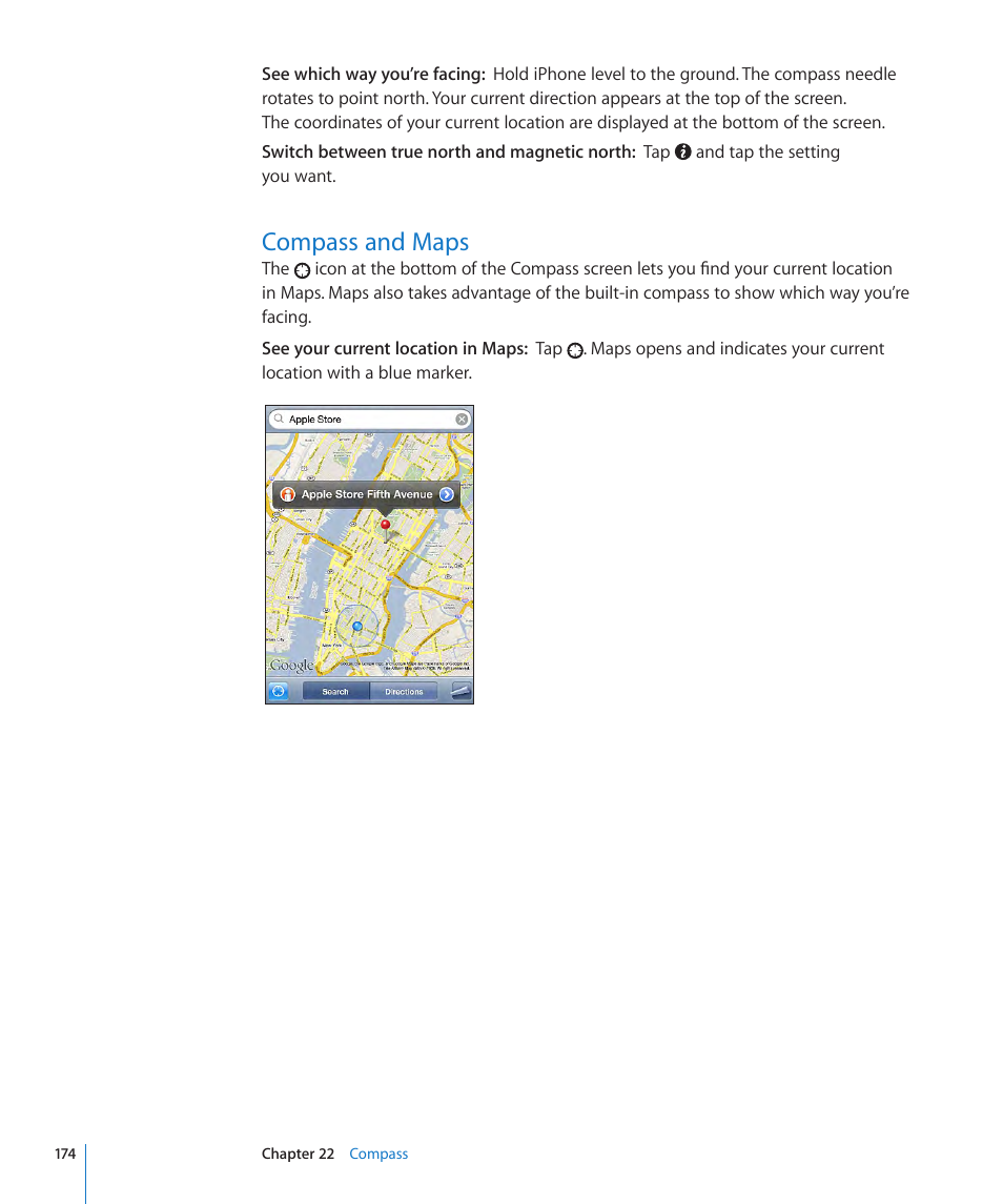 Compass and maps, 174 compass and maps | Apple iPhone OS 3.1 User Manual | Page 174 / 217