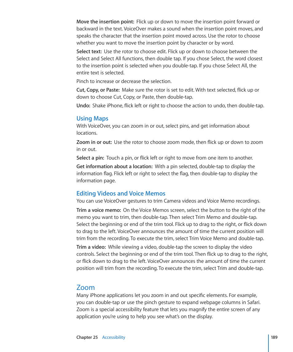 Zoom, 189 zoom | Apple iPhone OS 3.1 User Manual | Page 189 / 217