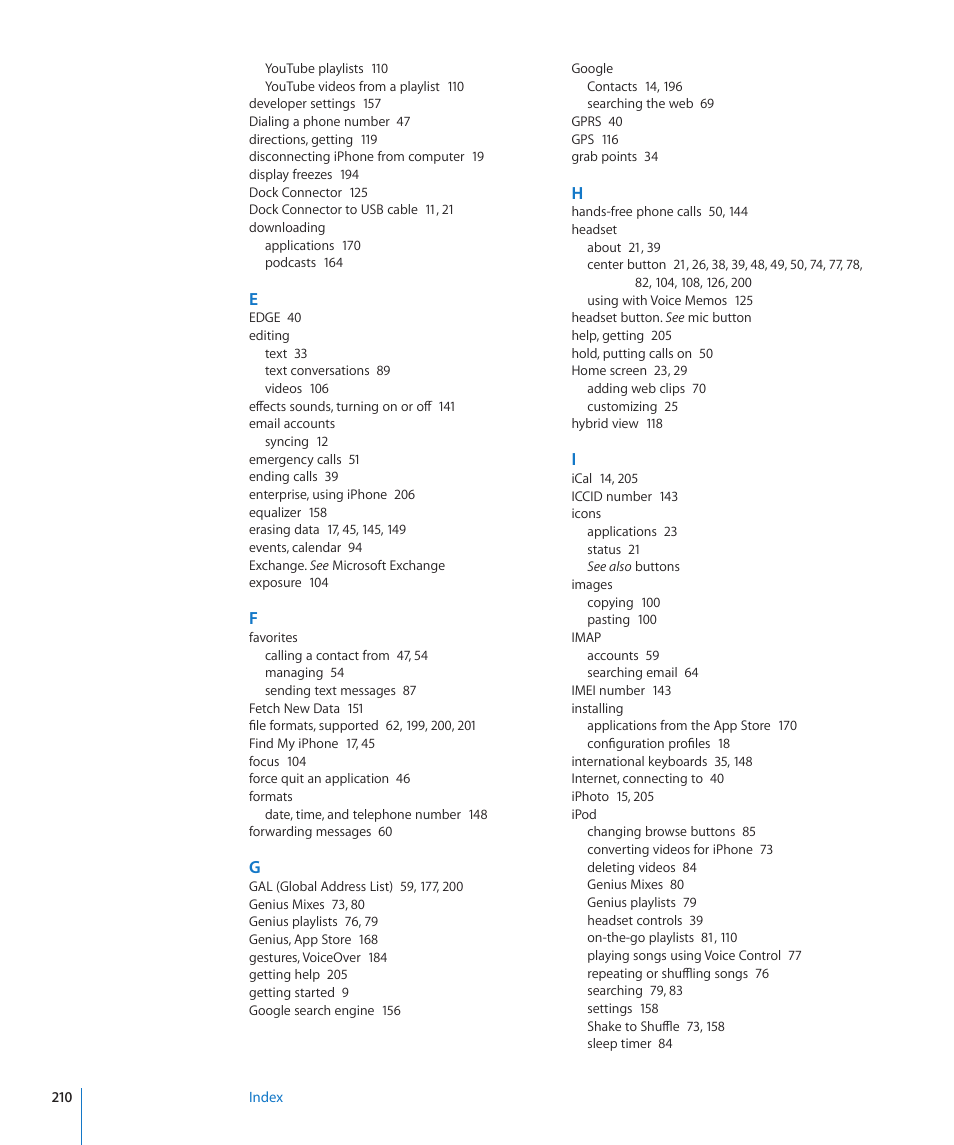 Apple iPhone OS 3.1 User Manual | Page 210 / 217