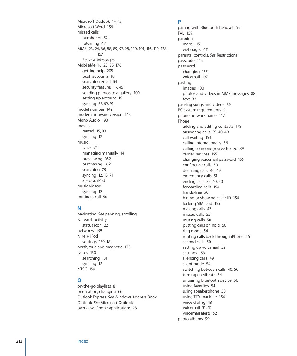 Apple iPhone OS 3.1 User Manual | Page 212 / 217