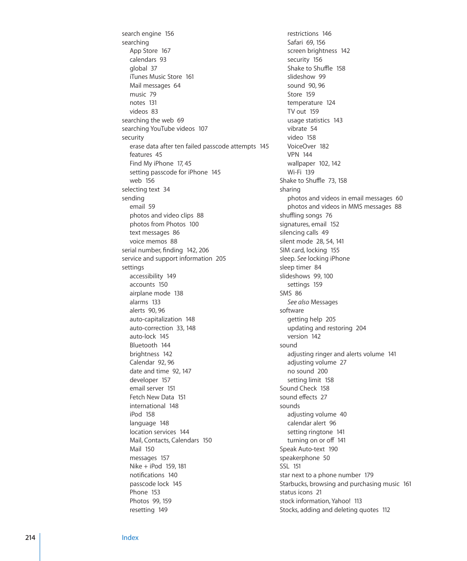 Apple iPhone OS 3.1 User Manual | Page 214 / 217