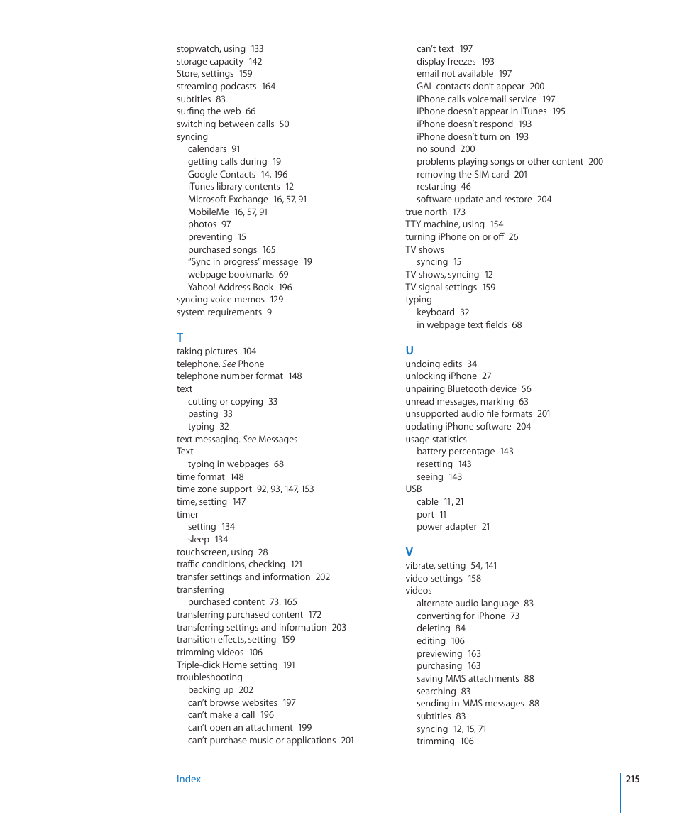 Apple iPhone OS 3.1 User Manual | Page 215 / 217