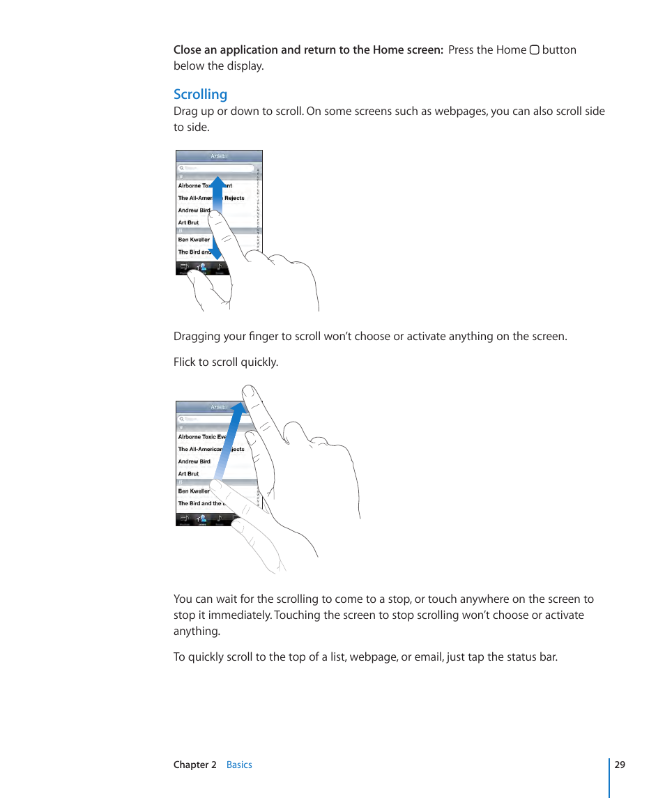 Scrolling | Apple iPhone OS 3.1 User Manual | Page 29 / 217