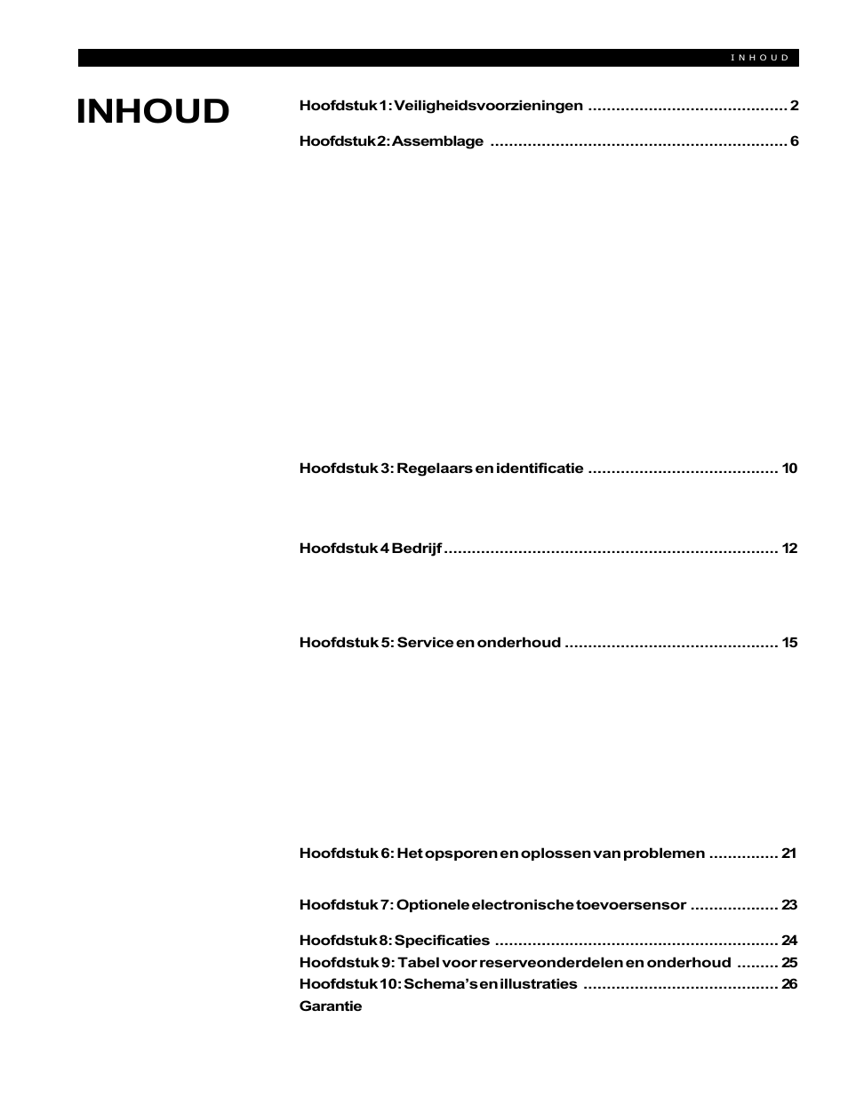 Inhoud | Echo 72854s User Manual | Page 104 / 206