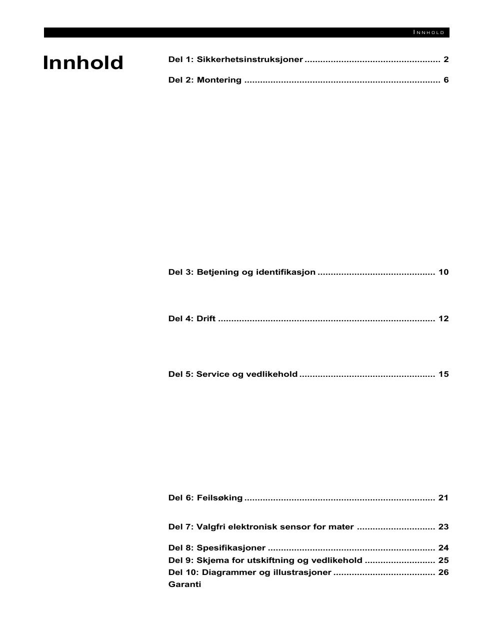 Innhold | Echo 72854s User Manual | Page 137 / 206
