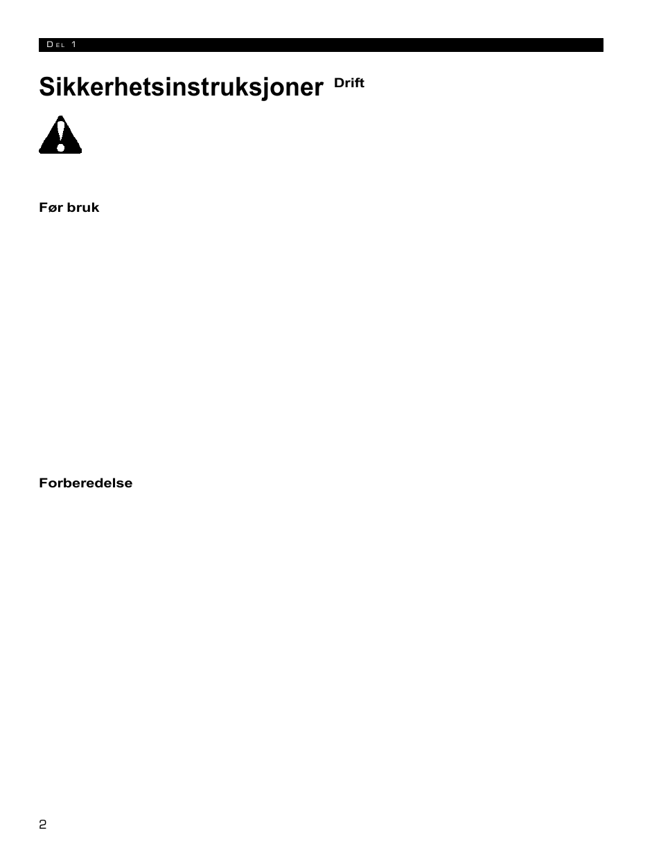 Sikkerhetsinstruksjoner | Echo 72854s User Manual | Page 138 / 206
