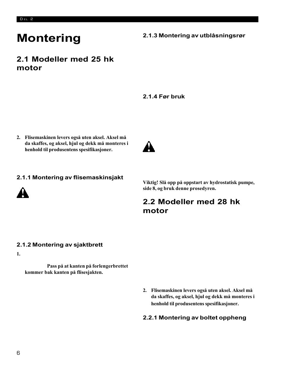 Montering, 2 modeller med 28 hk motor, 1 modeller med 25 hk motor | Echo 72854s User Manual | Page 142 / 206