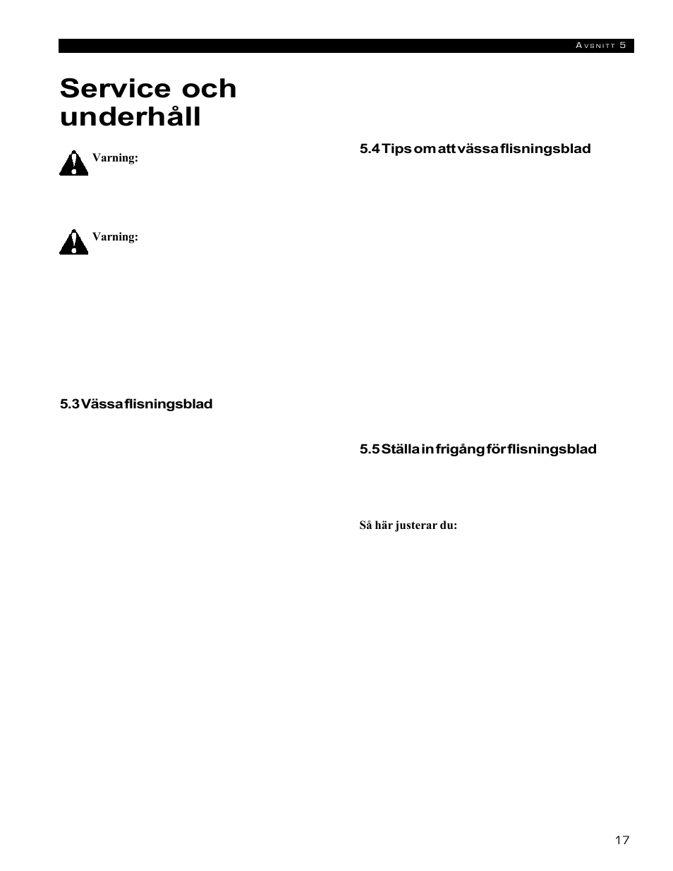 Service och underhåll | Echo 72854s User Manual | Page 186 / 206