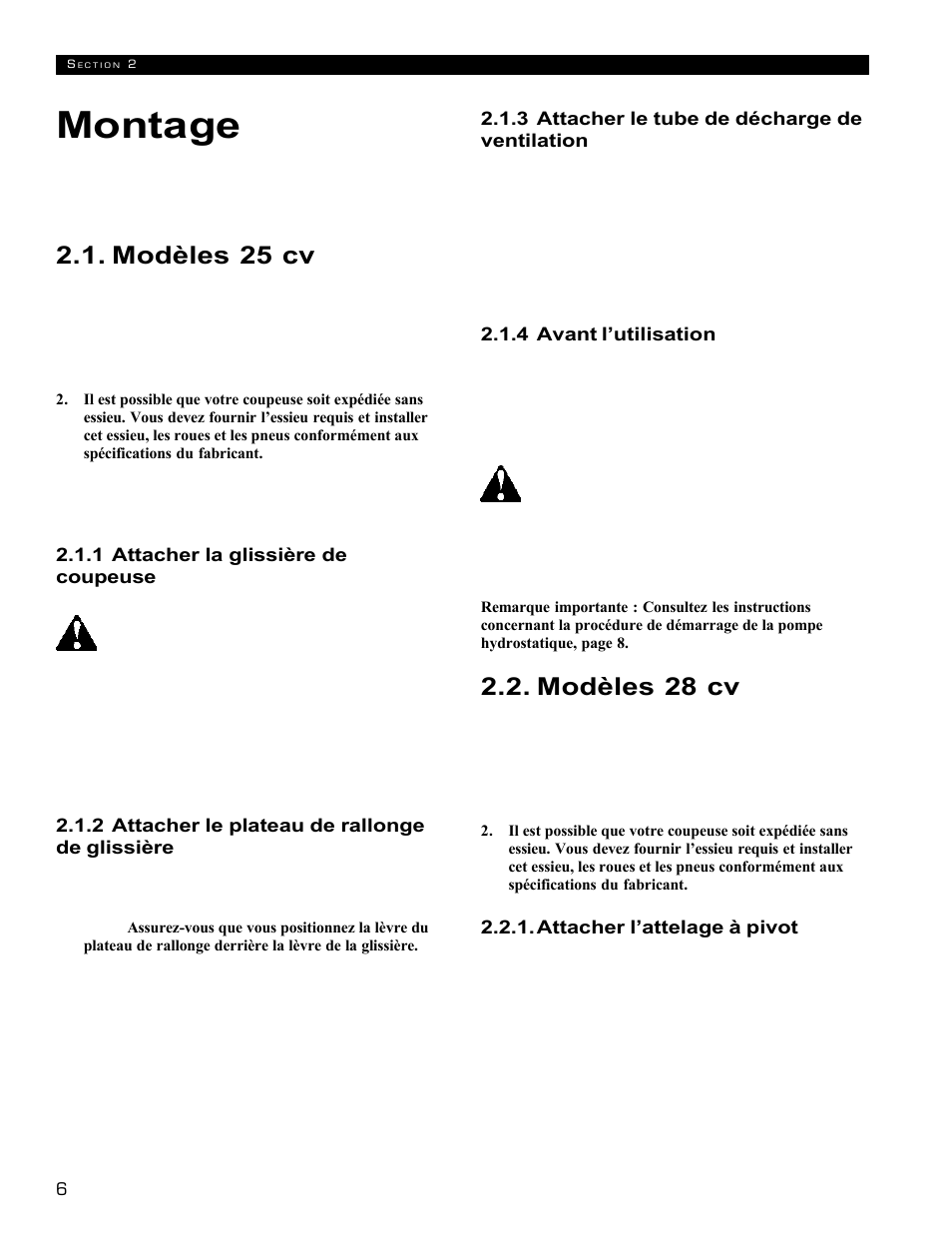 Montage, Modèles 28 cv, Modèles 25 cv | Echo 72854s User Manual | Page 43 / 206