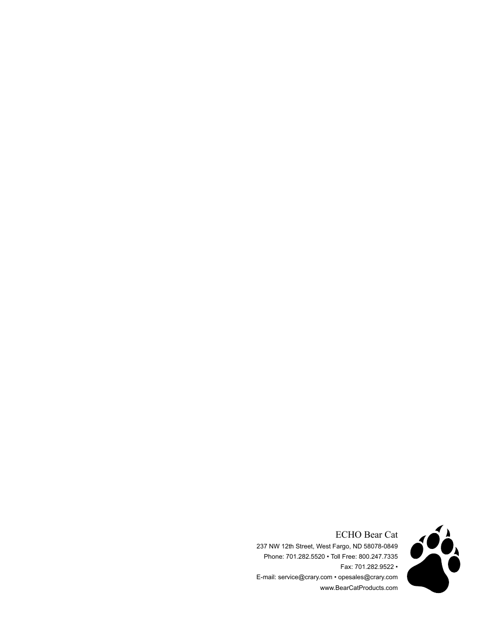 Echo bear cat | Echo 72928 Owners Manual v.6 User Manual | Page 33 / 33