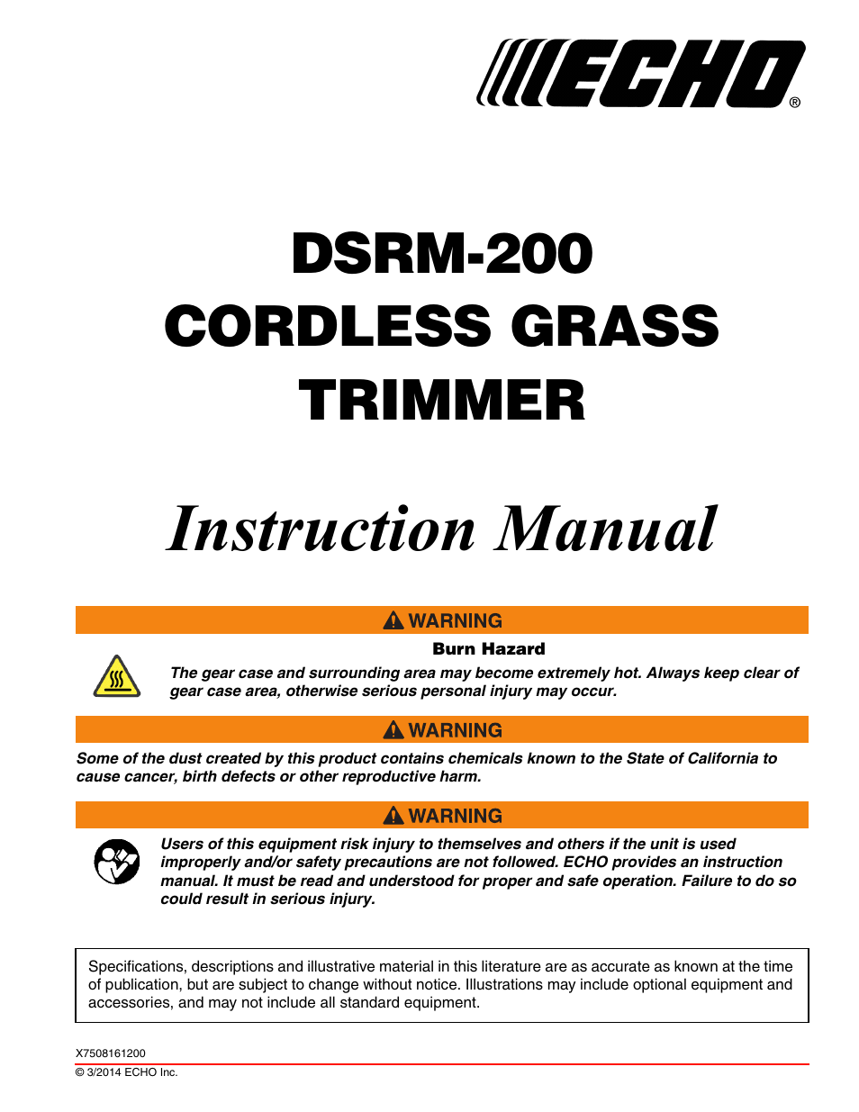 Echo DSRM-200 User Manual | 28 pages