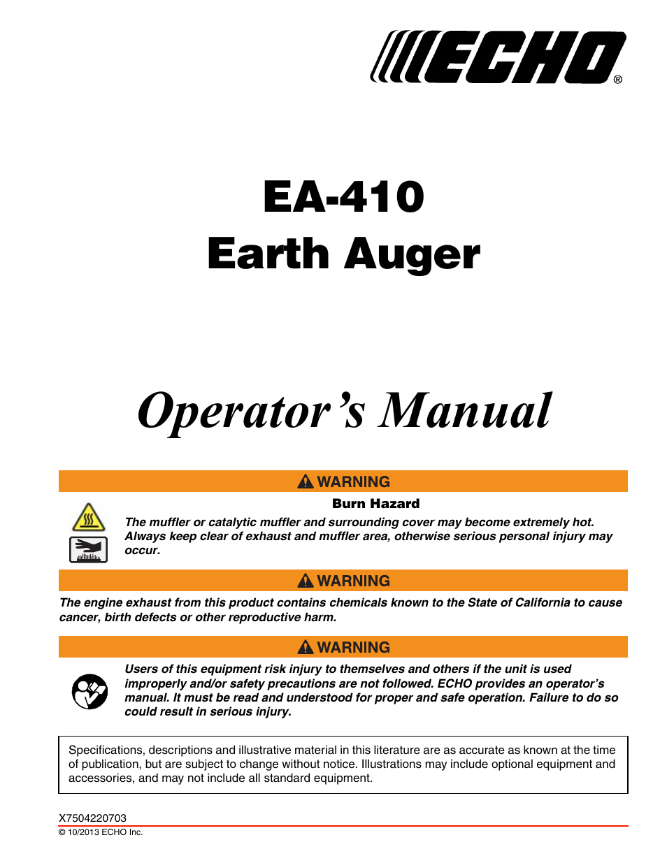 Echo EA-410 User Manual | 36 pages