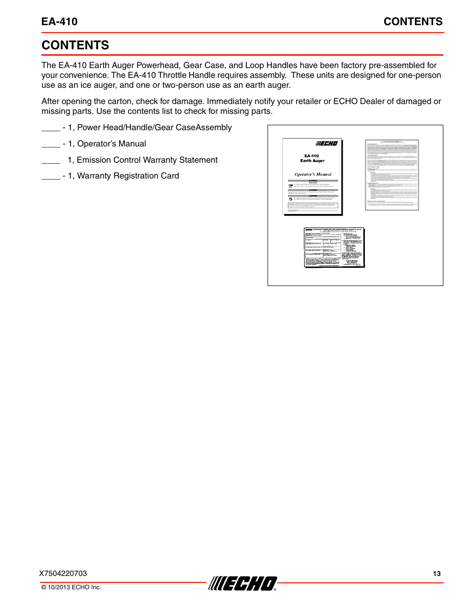 Echo EA-410 User Manual | Page 13 / 36