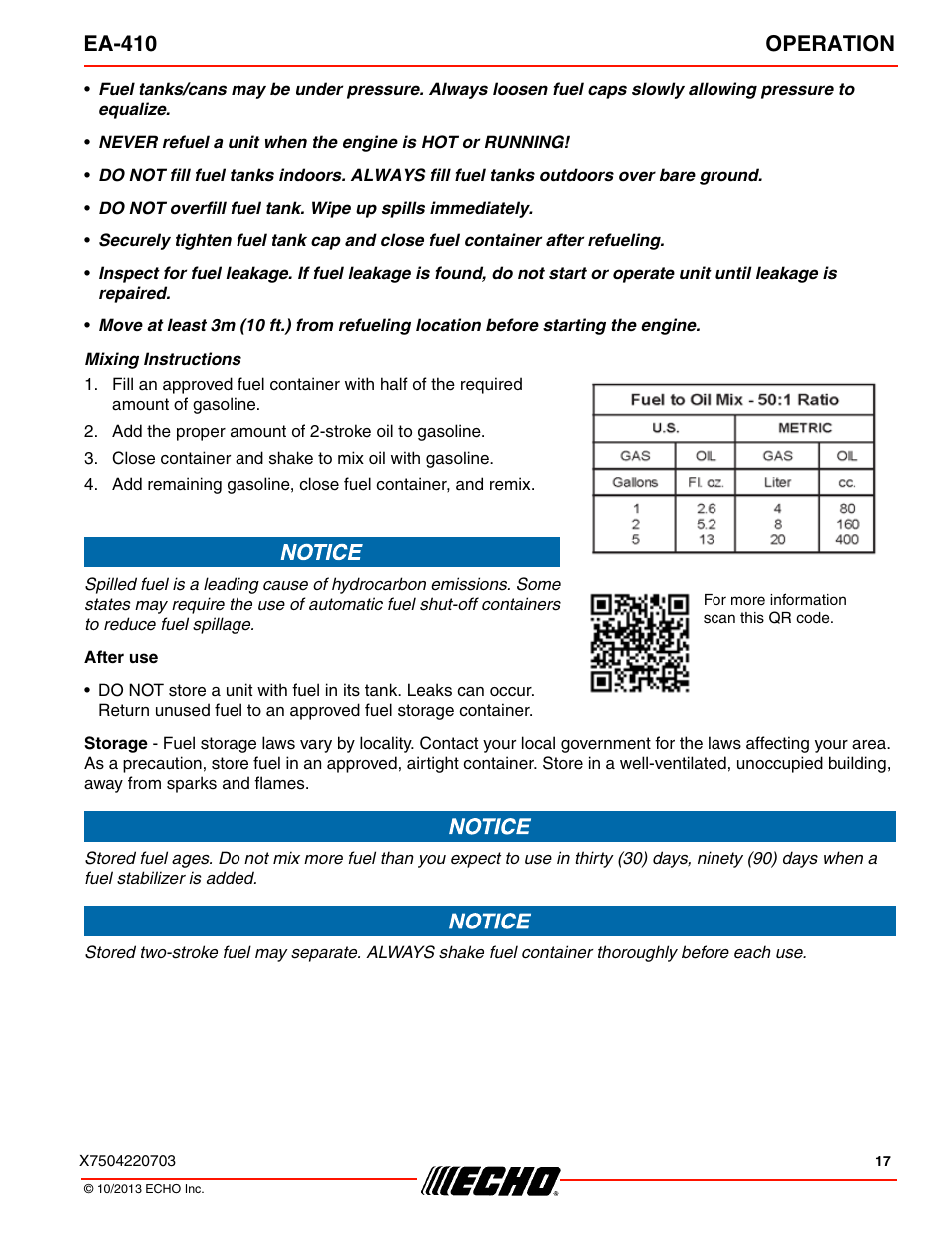 Ea-410 operation | Echo EA-410 User Manual | Page 17 / 36