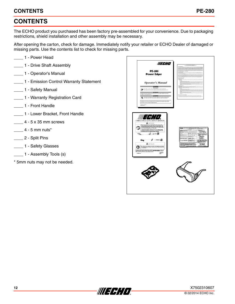 Echo PE-280 Serial S63012008945 - S63012999999 User Manual | Page 12 / 32
