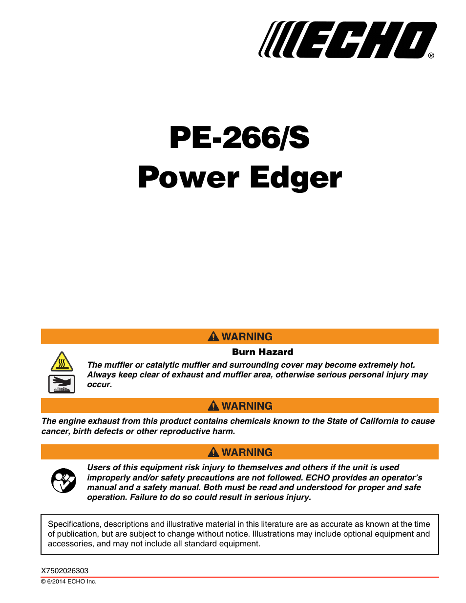 Echo PE-266 User Manual | 32 pages
