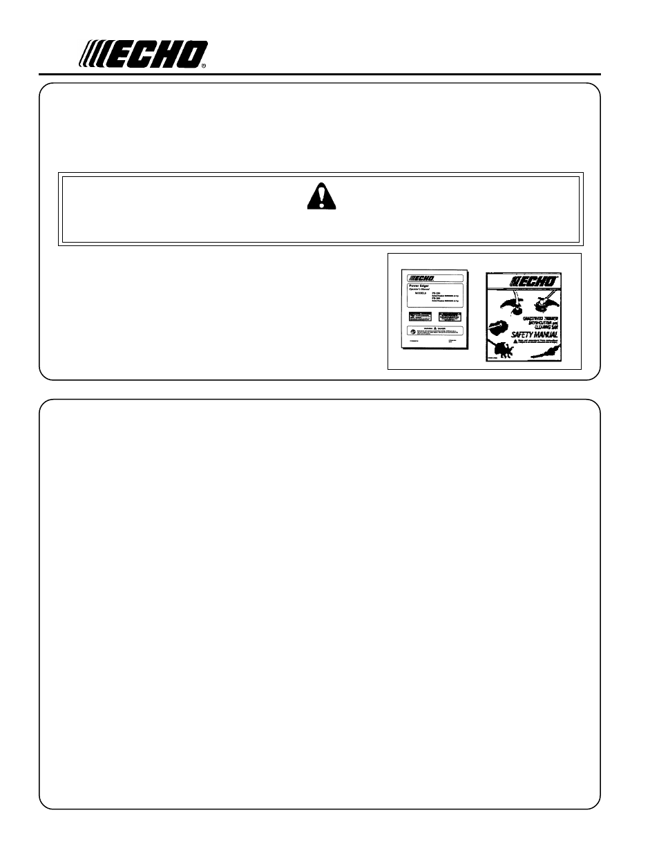 Warning danger | Echo PE-260 Serial 03001001 - 03999999 User Manual | Page 2 / 36