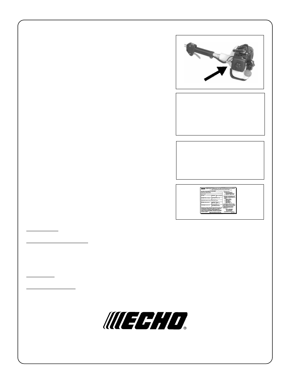 Echo PE-260 Serial 03001001 - 03999999 User Manual | Page 36 / 36