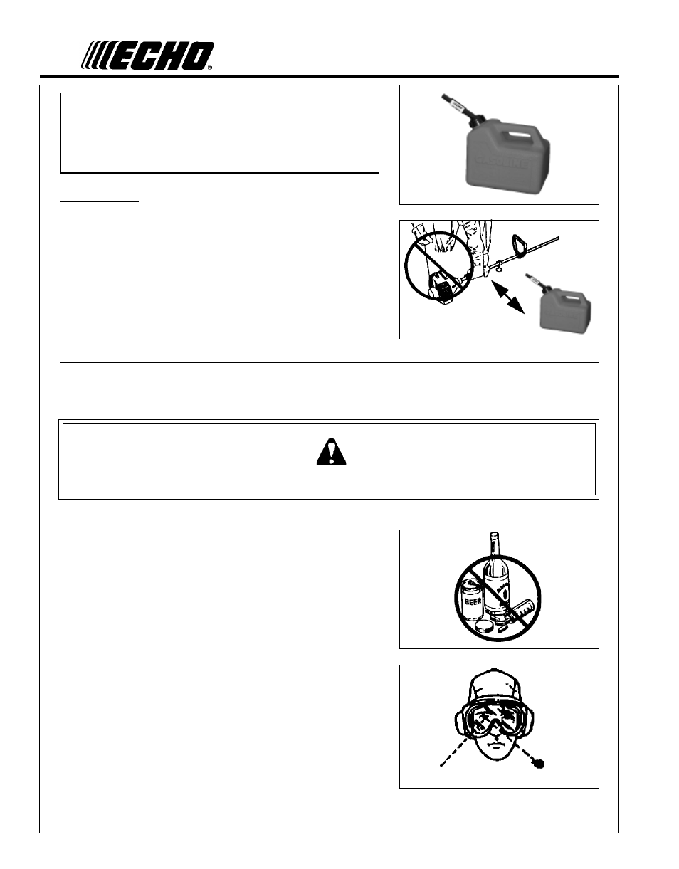 Warning danger | Echo PE-260 Serial 03001001 - 03999999 User Manual | Page 6 / 36