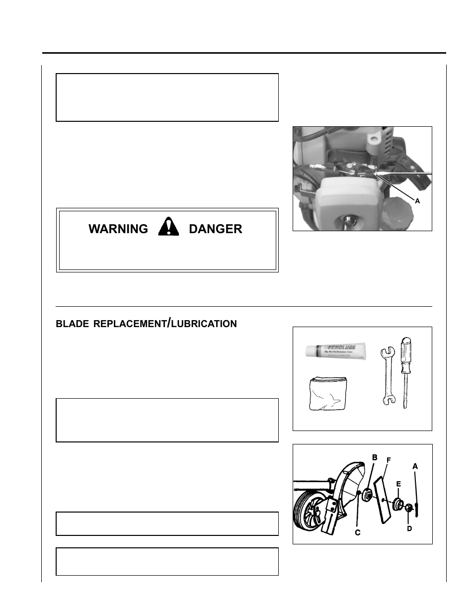 Warning danger | Echo PE-230 Serial 05001001 - 05011200 User Manual | Page 21 / 26