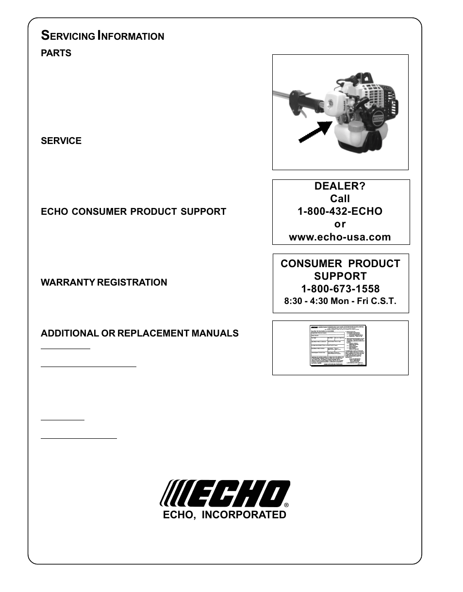 Echo PE-230 Serial 05001001 - 05011200 User Manual | Page 25 / 26