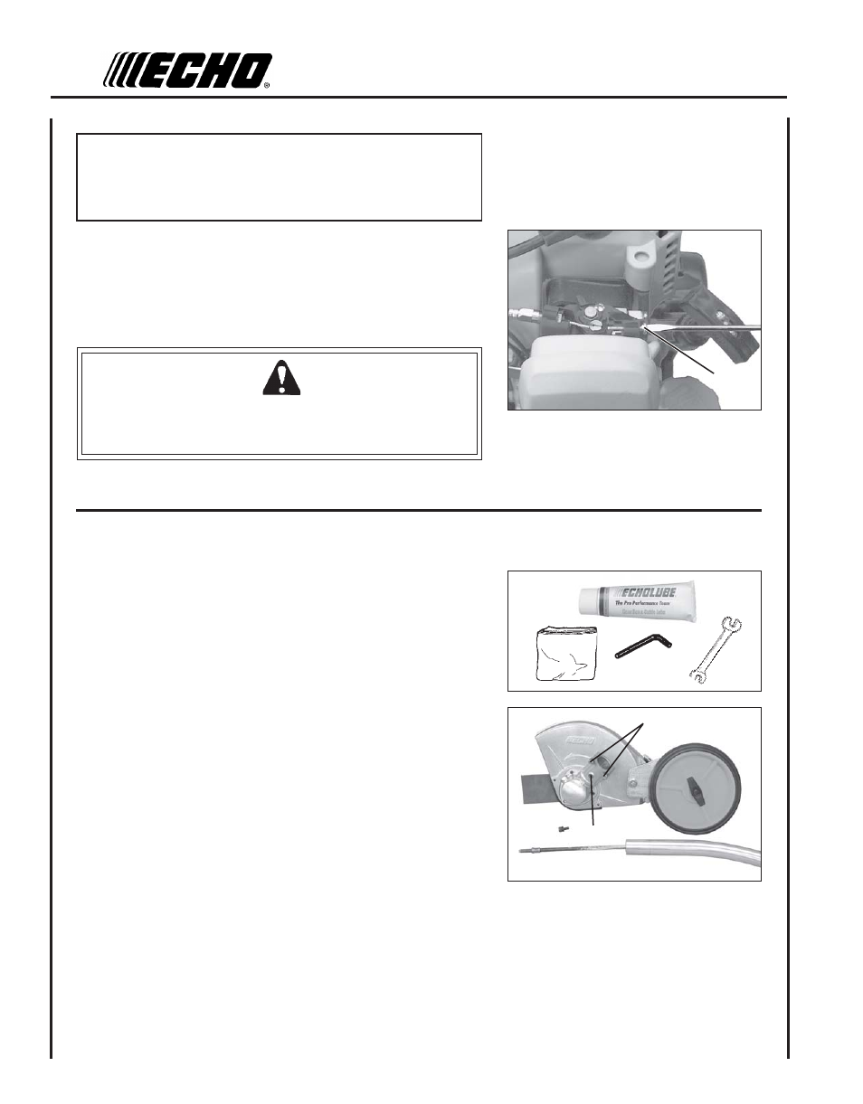 Drive shaft lubrication, Warning danger | Echo PE-230 Serial 06001001 - 06999999 User Manual | Page 20 / 28