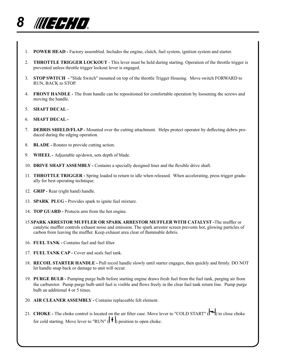 Echo PE-230 Serial S75612001001 - S75612999999 User Manual | Page 8 / 32