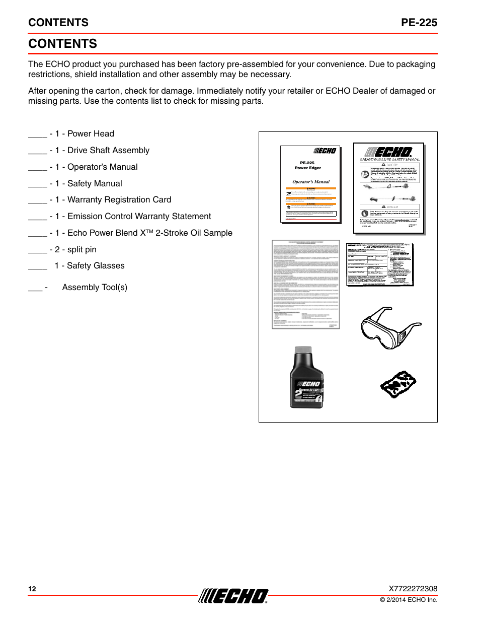 Echo PE-225 Serial S78712051201 - S7871212999999 User Manual | Page 12 / 36