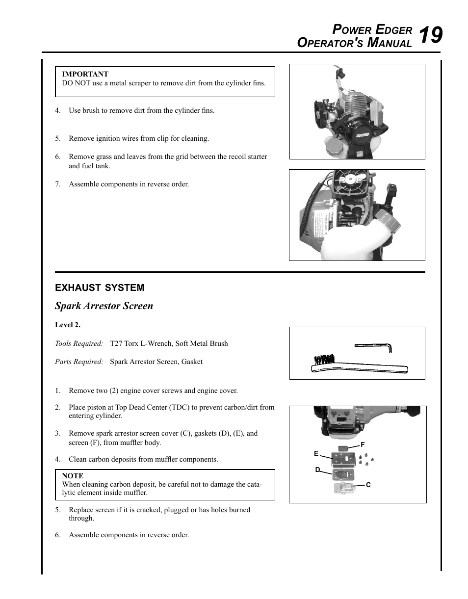 Exhaust system | Echo PE-225 Serial S78712001001 - S78712051200 User Manual | Page 19 / 32