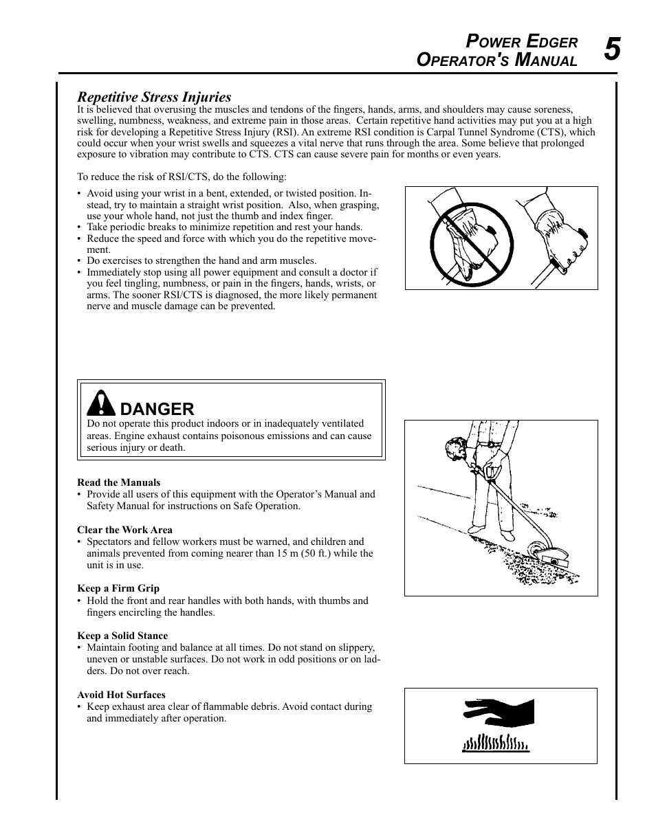 Danger | Echo PE-225 Serial S78712001001 - S78712051200 User Manual | Page 5 / 32