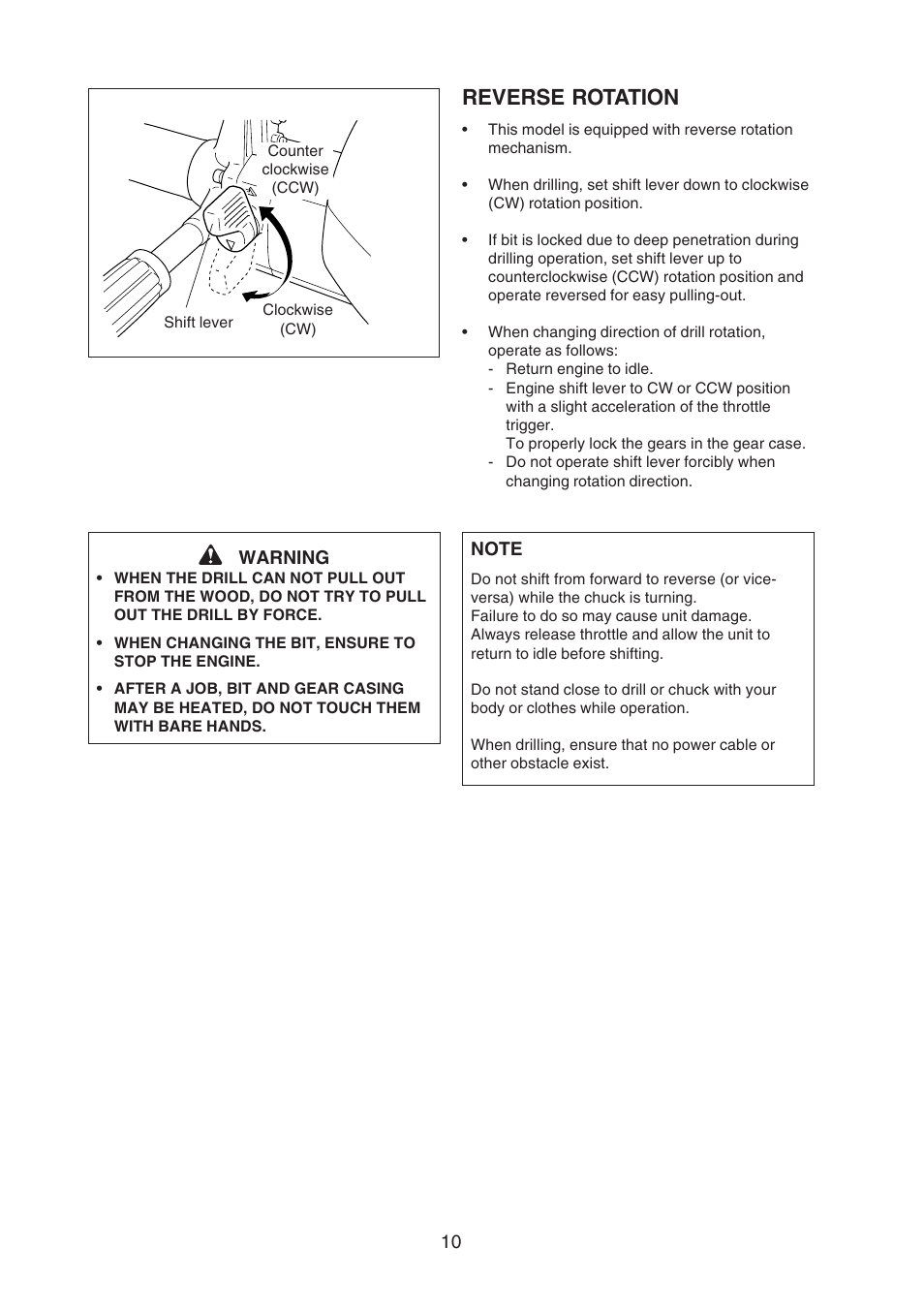 Reverse rotation | Echo EDR-210 User Manual | Page 12 / 20