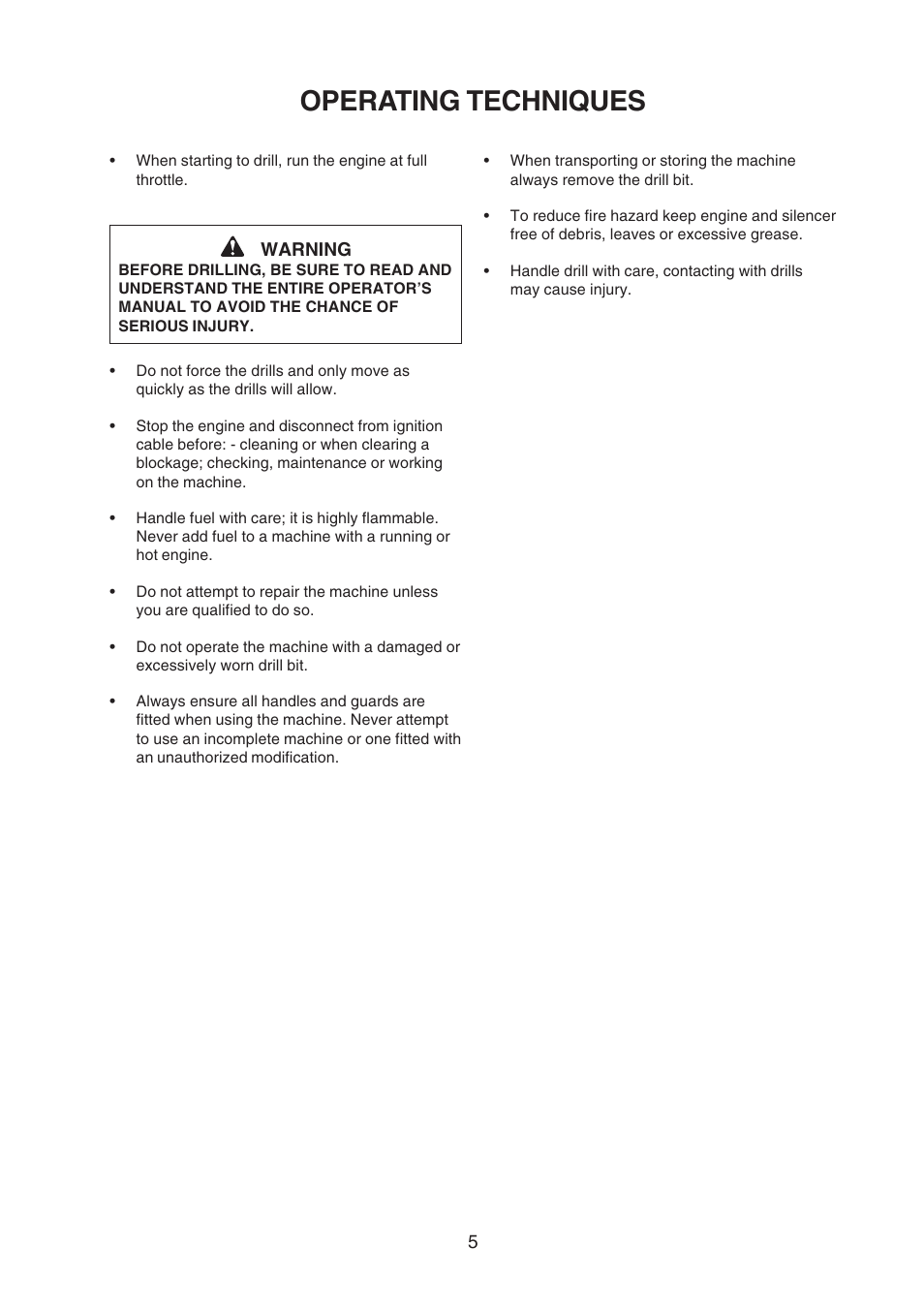 Operating techniques | Echo EDR-210 User Manual | Page 7 / 20