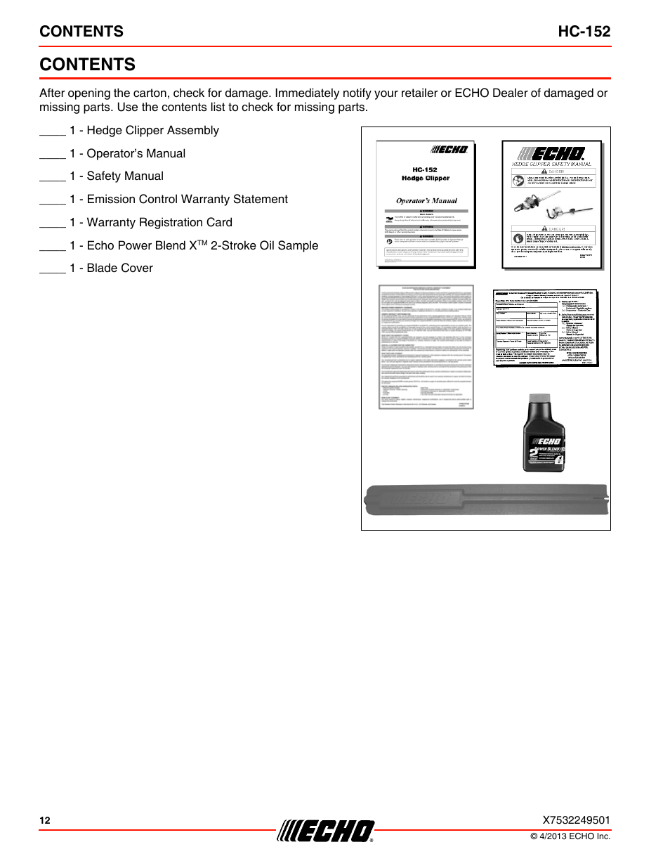 Echo HC-152 User Manual | Page 12 / 36