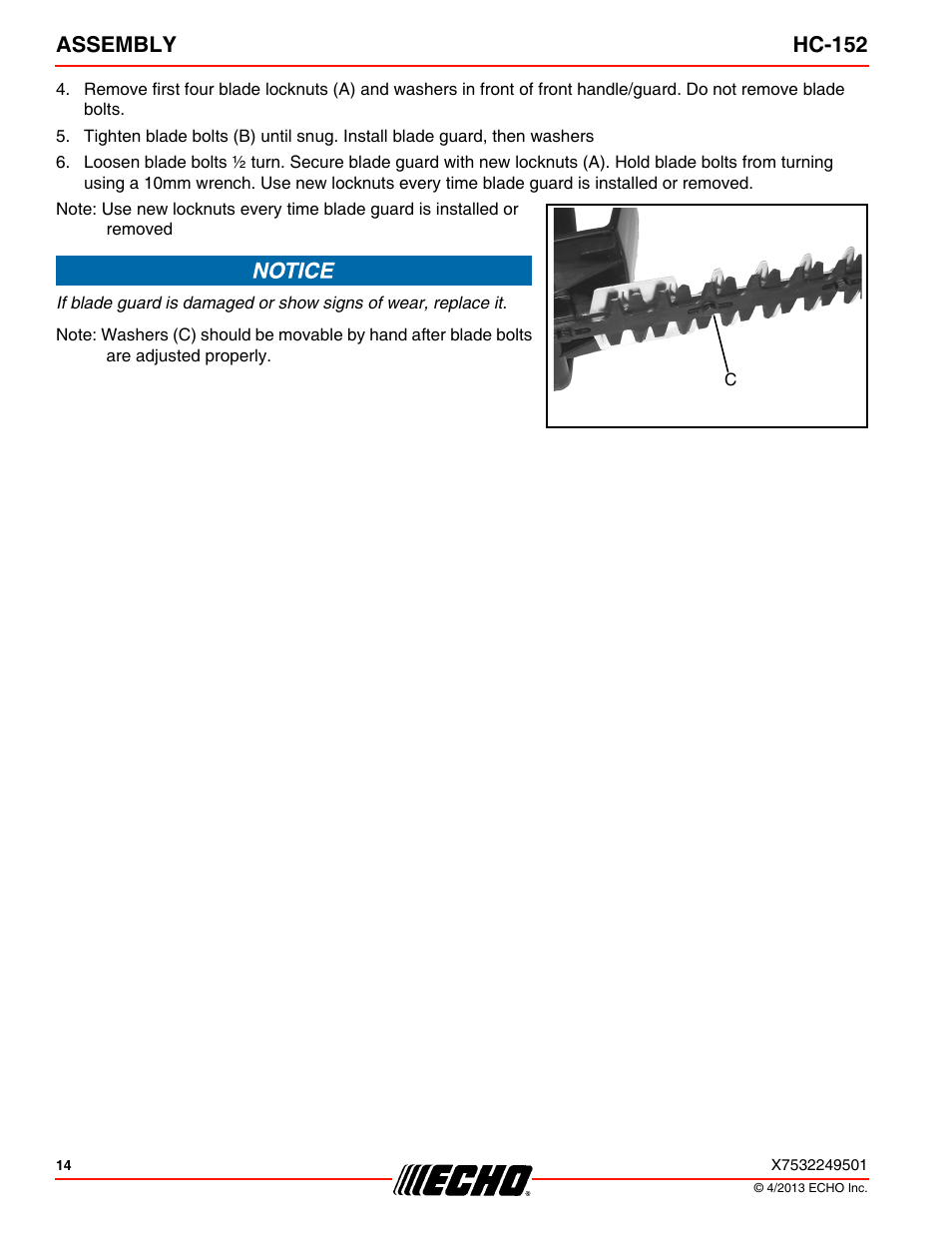 Assembly hc-152 | Echo HC-152 User Manual | Page 14 / 36