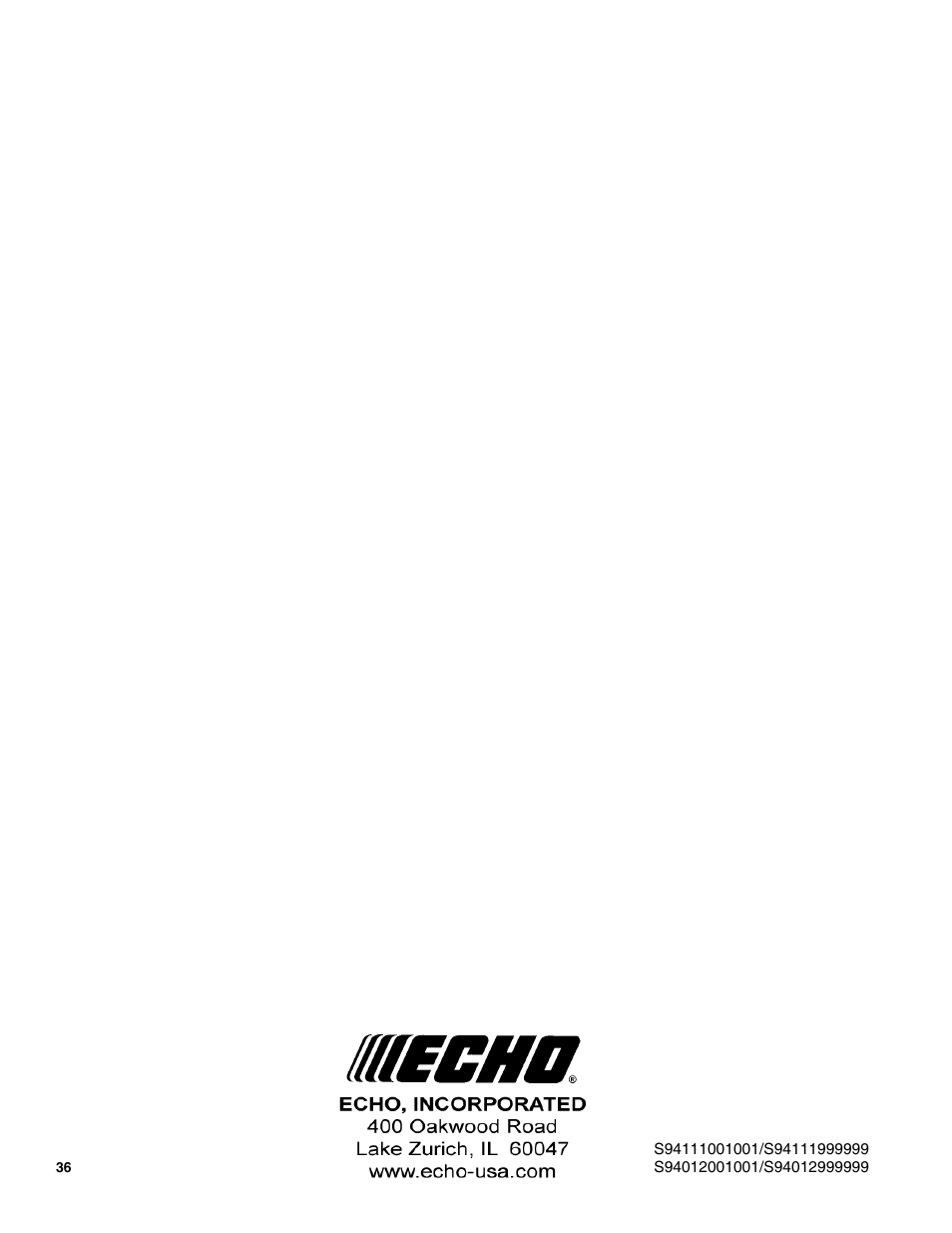 Echo HC-152 User Manual | Page 36 / 36