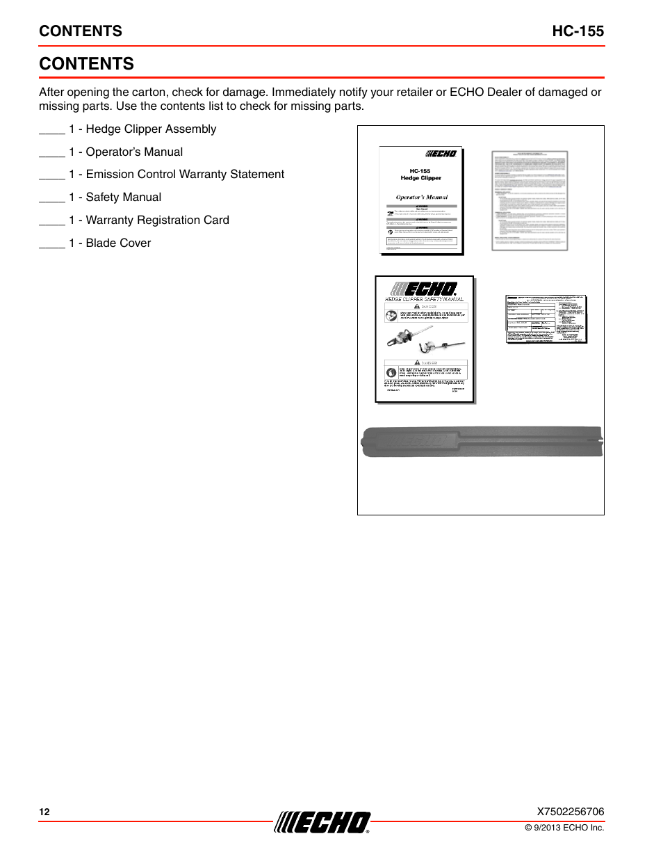 Echo HC-155 User Manual | Page 12 / 36