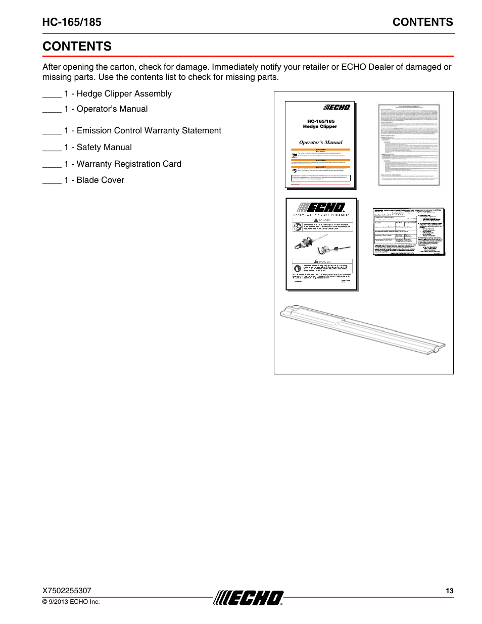 Echo HC-185 User Manual | Page 13 / 36