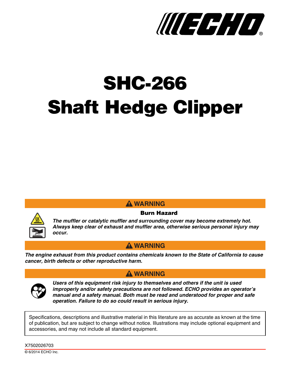 Echo SHC-266 User Manual | 36 pages