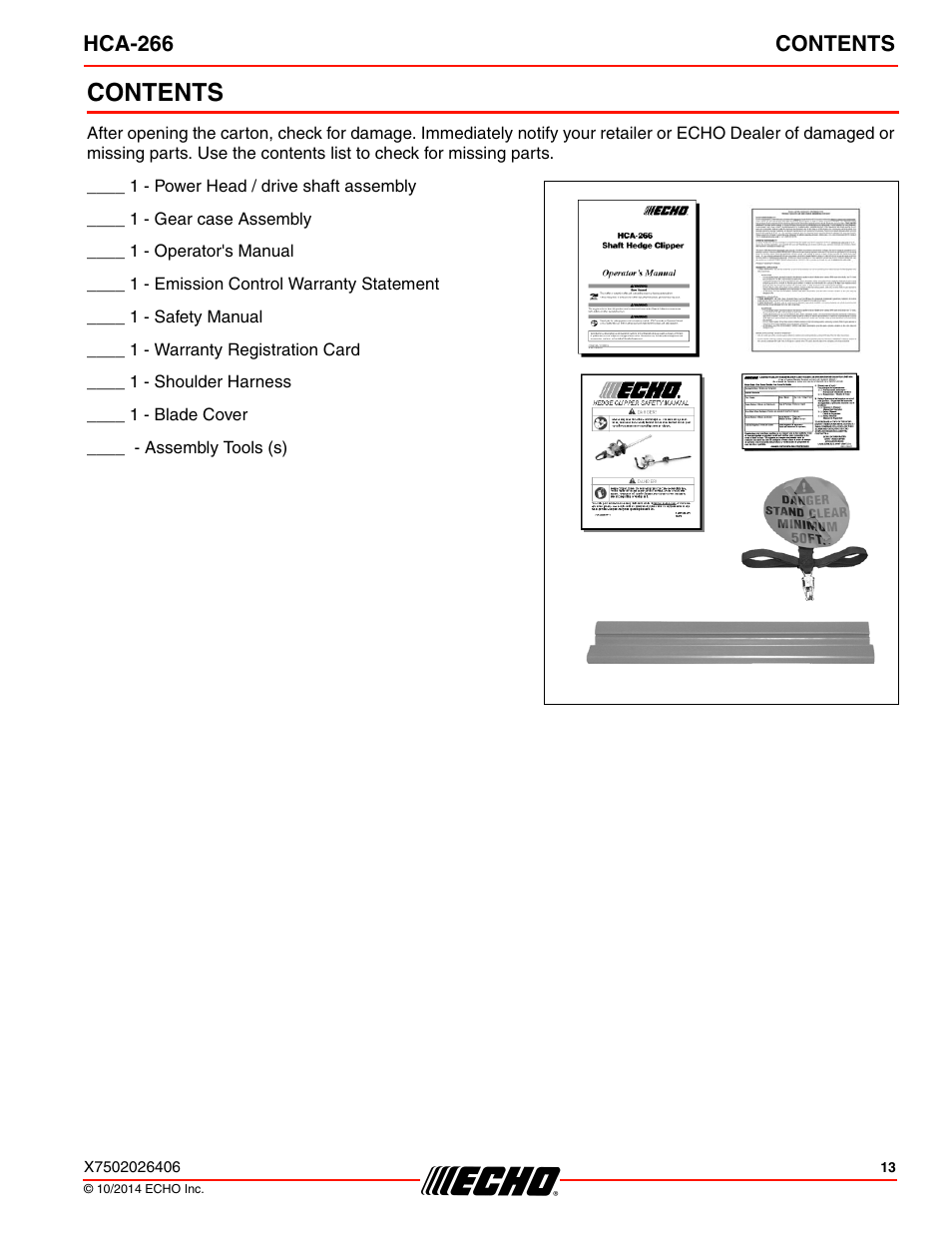 Echo HCA-266 User Manual | Page 13 / 40