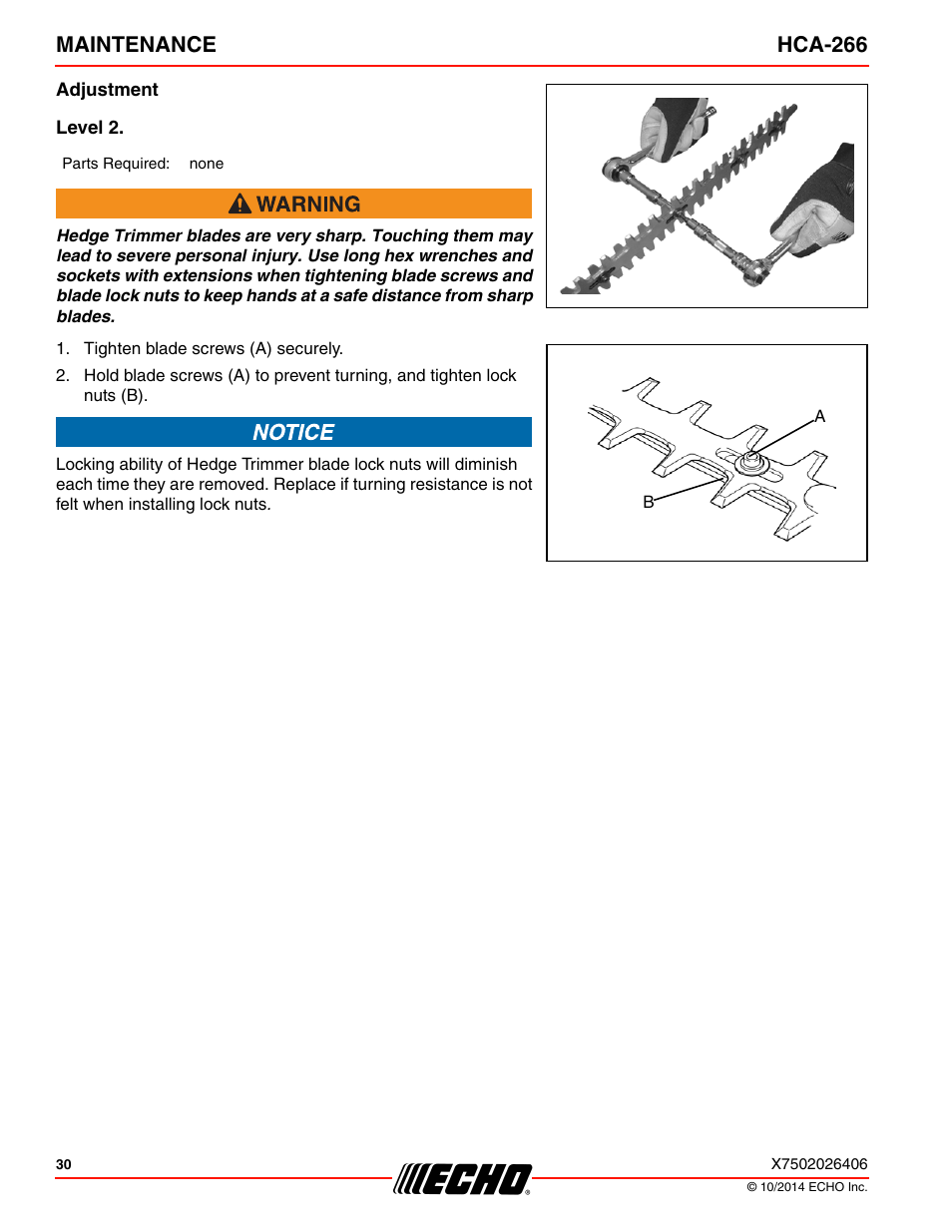 Maintenance hca-266 | Echo HCA-266 User Manual | Page 30 / 40