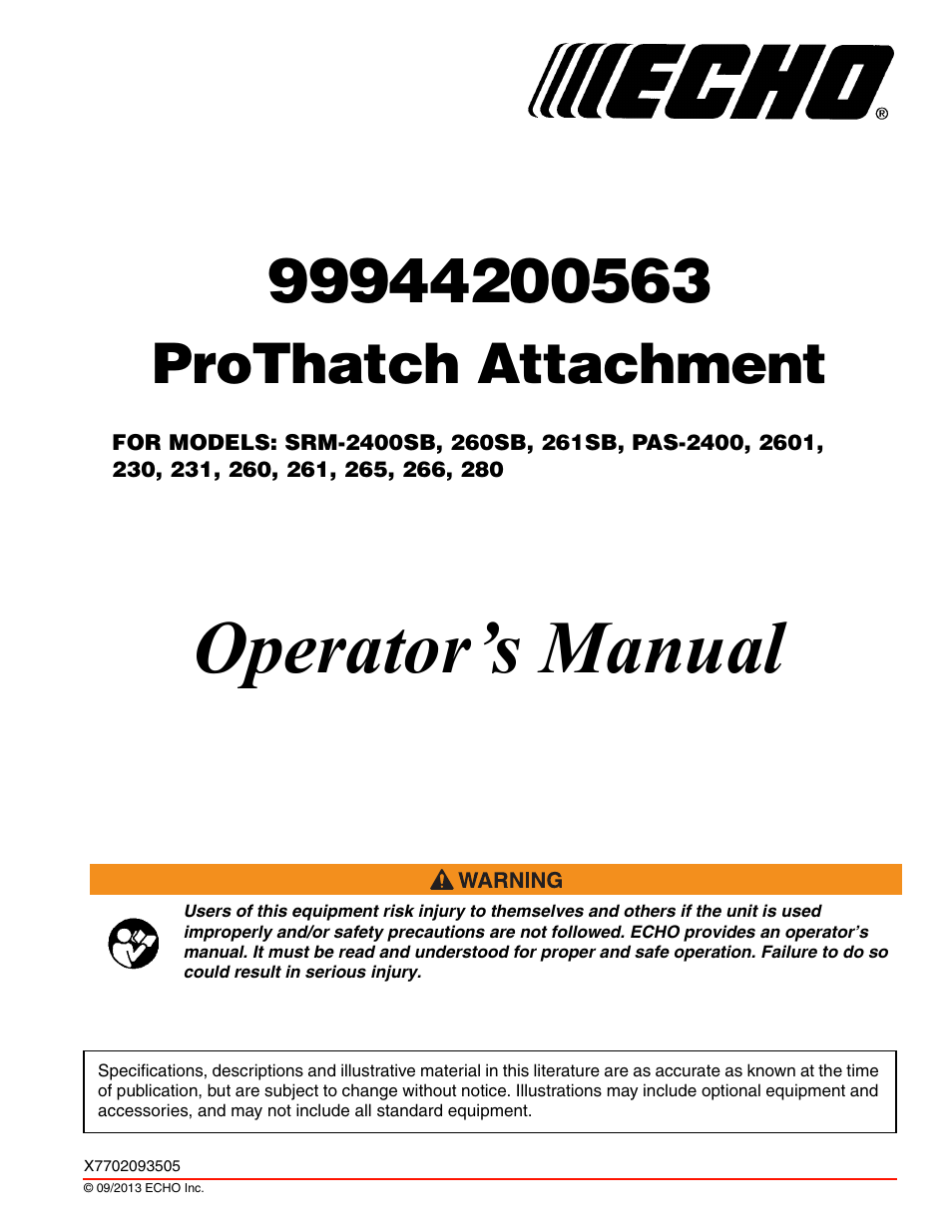 Echo 99944200563 User Manual | 24 pages