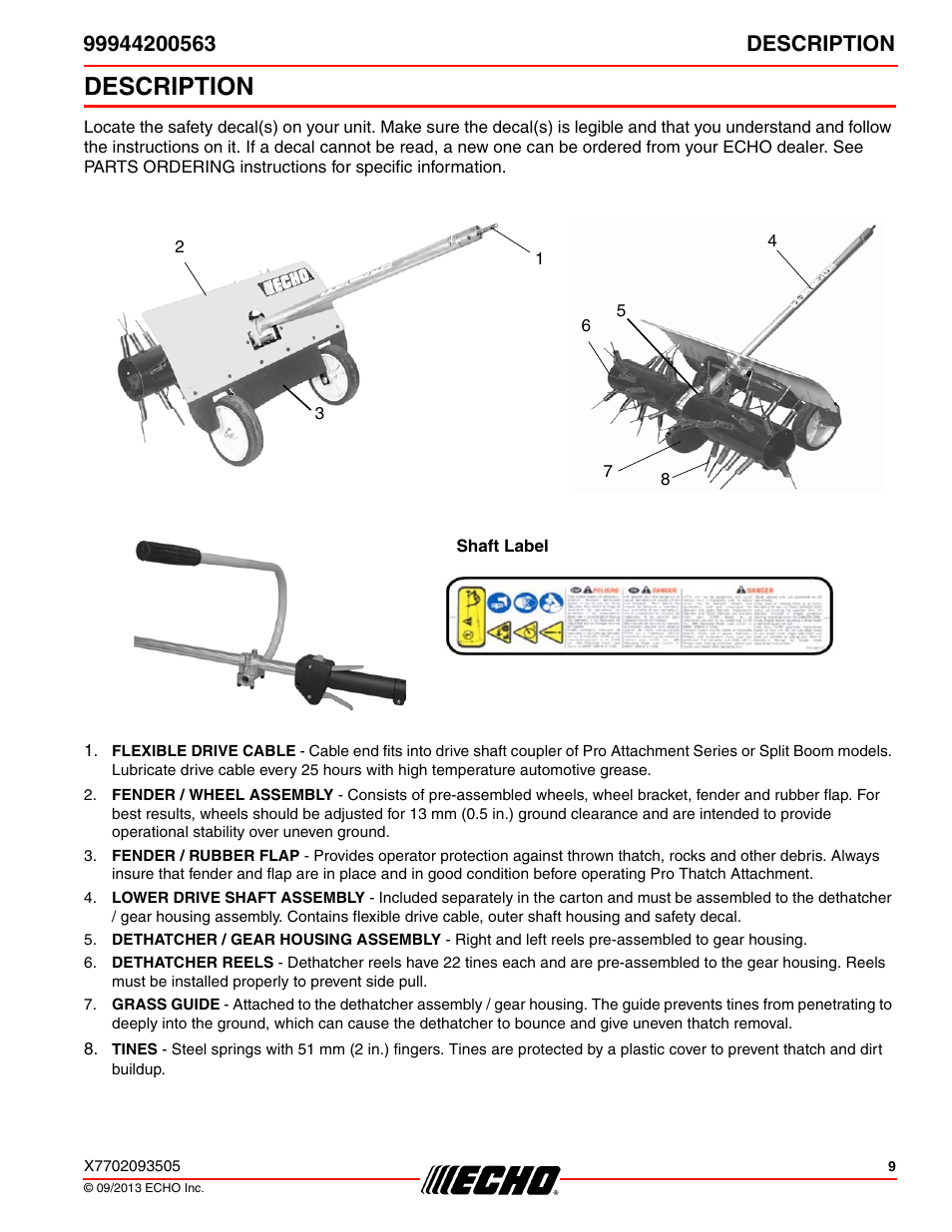 Description | Echo 99944200563 User Manual | Page 9 / 24