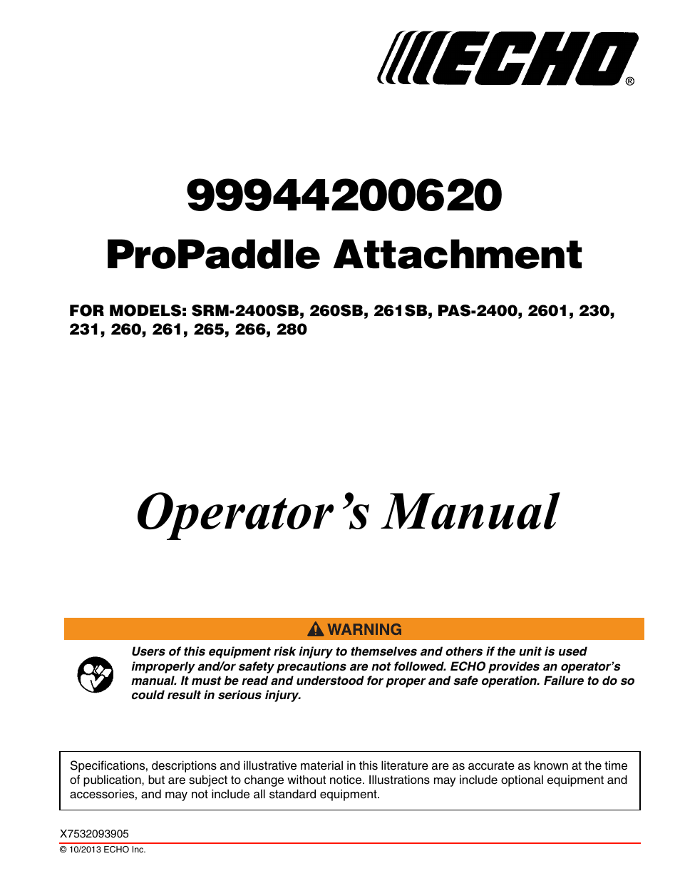 Echo 99944200620 User Manual | 24 pages