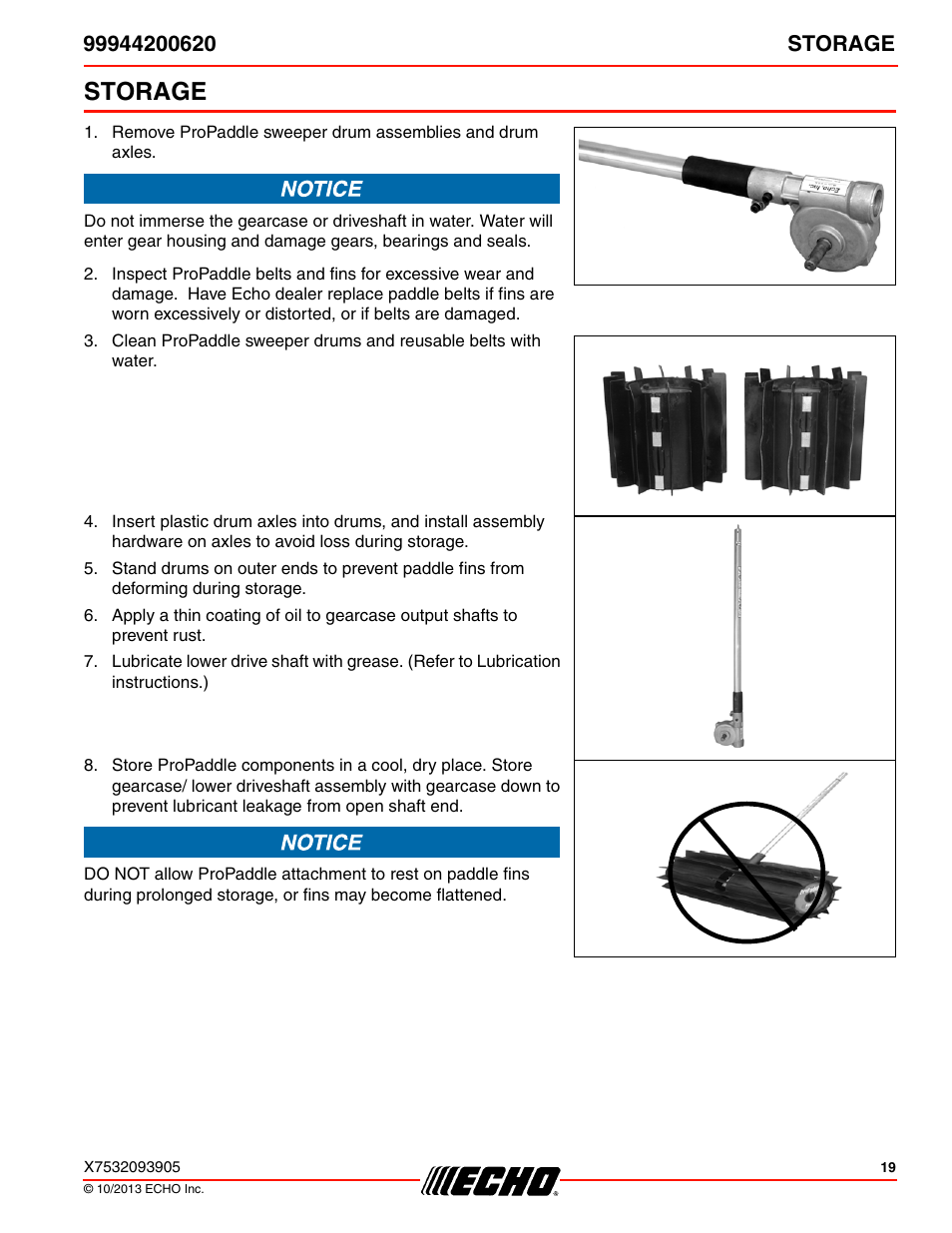 Storage | Echo 99944200620 User Manual | Page 19 / 24