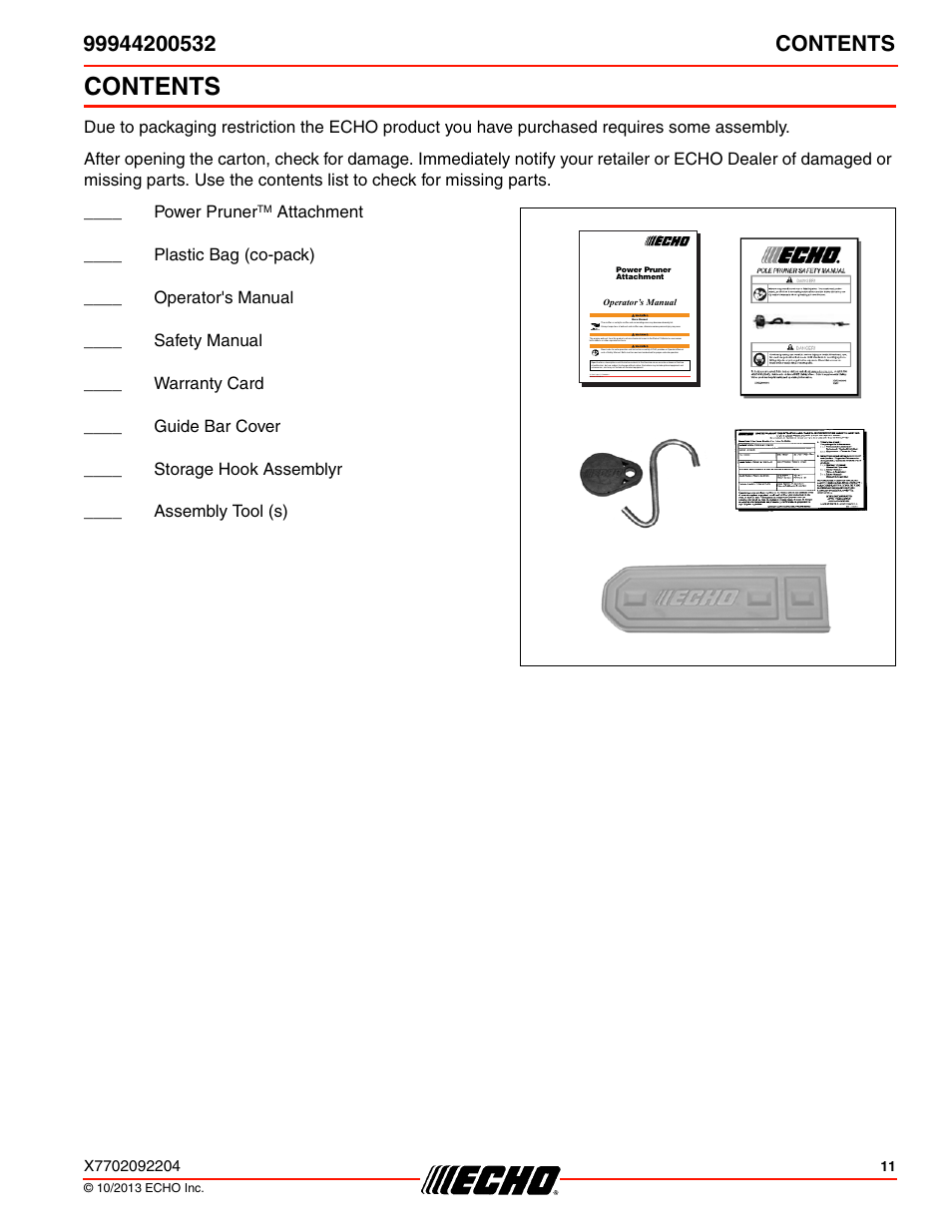Echo 99944200532 User Manual | Page 11 / 28