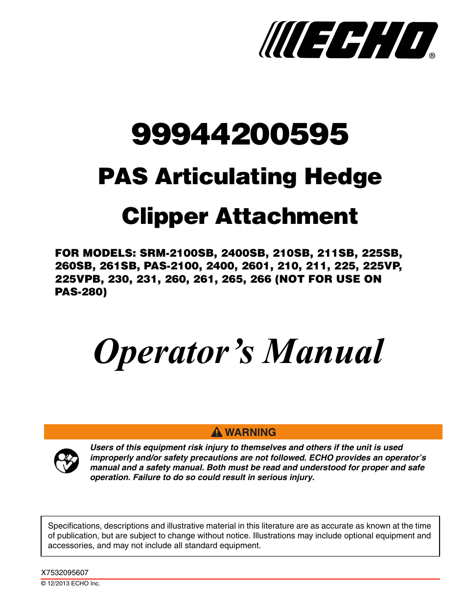 Echo 99944200595 User Manual | 24 pages