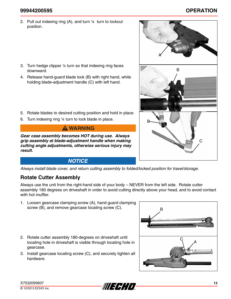 Rotate cutter assembly | Echo 99944200595 User Manual | Page 13 / 24