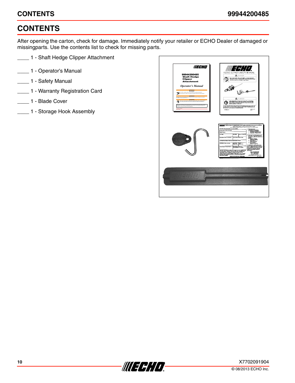 Echo 99944200485 User Manual | Page 10 / 24