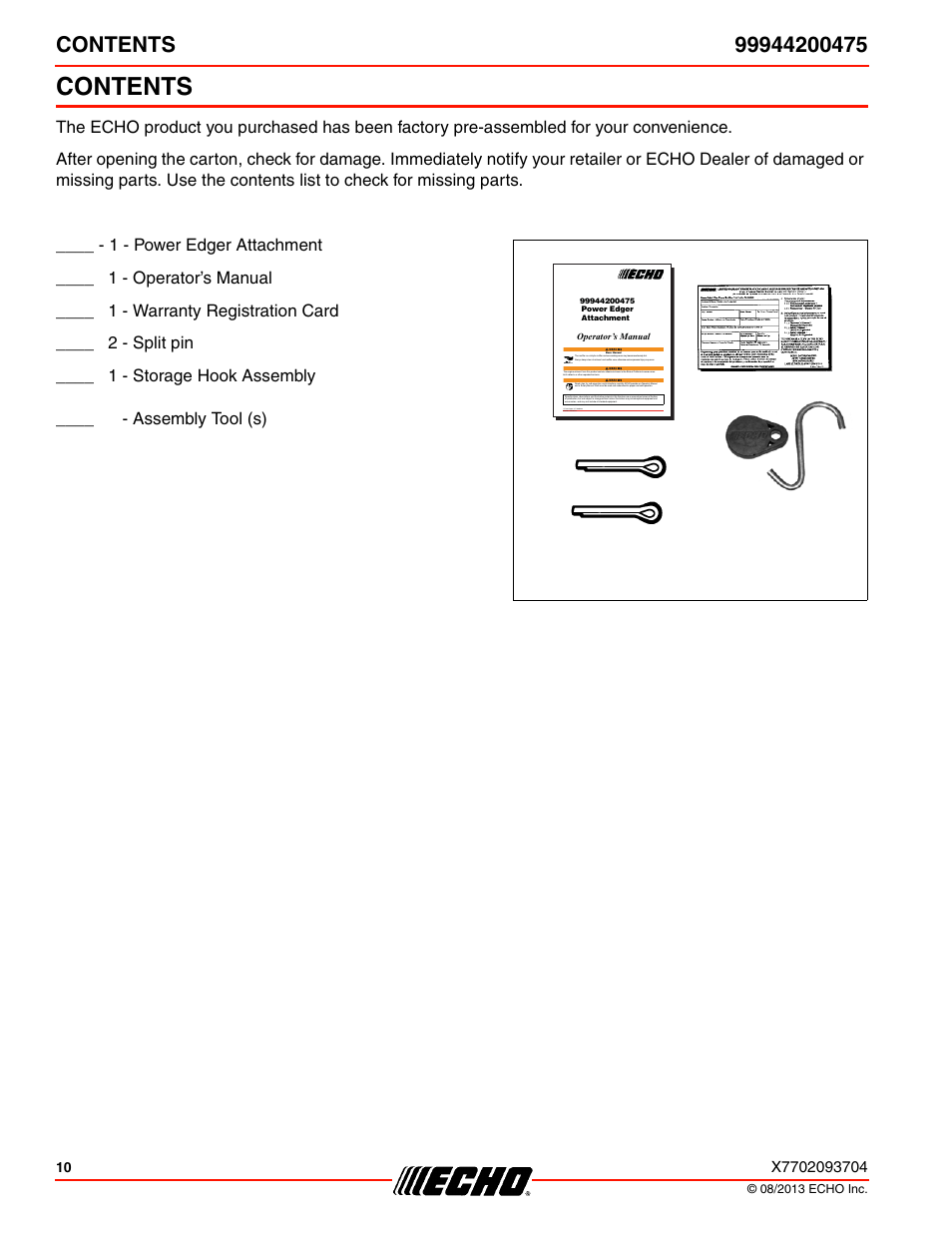 Echo 99944200475 User Manual | Page 10 / 24